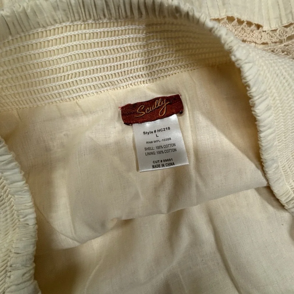 Scully Western Crochet Skirt‎ Womens Large Multi Panel Elastic Boho Ivory HC210